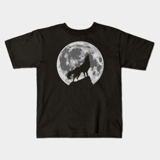 Halloween Moon Wolf Kids T-Shirt